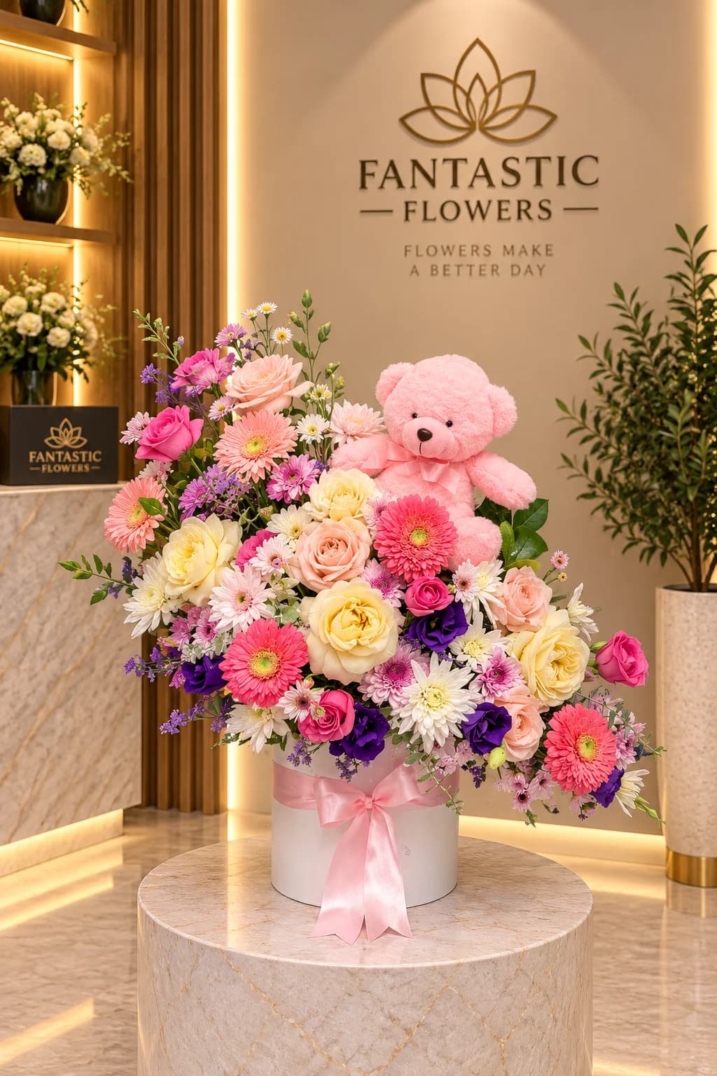 Sweet Teddy & Pastel Blooms